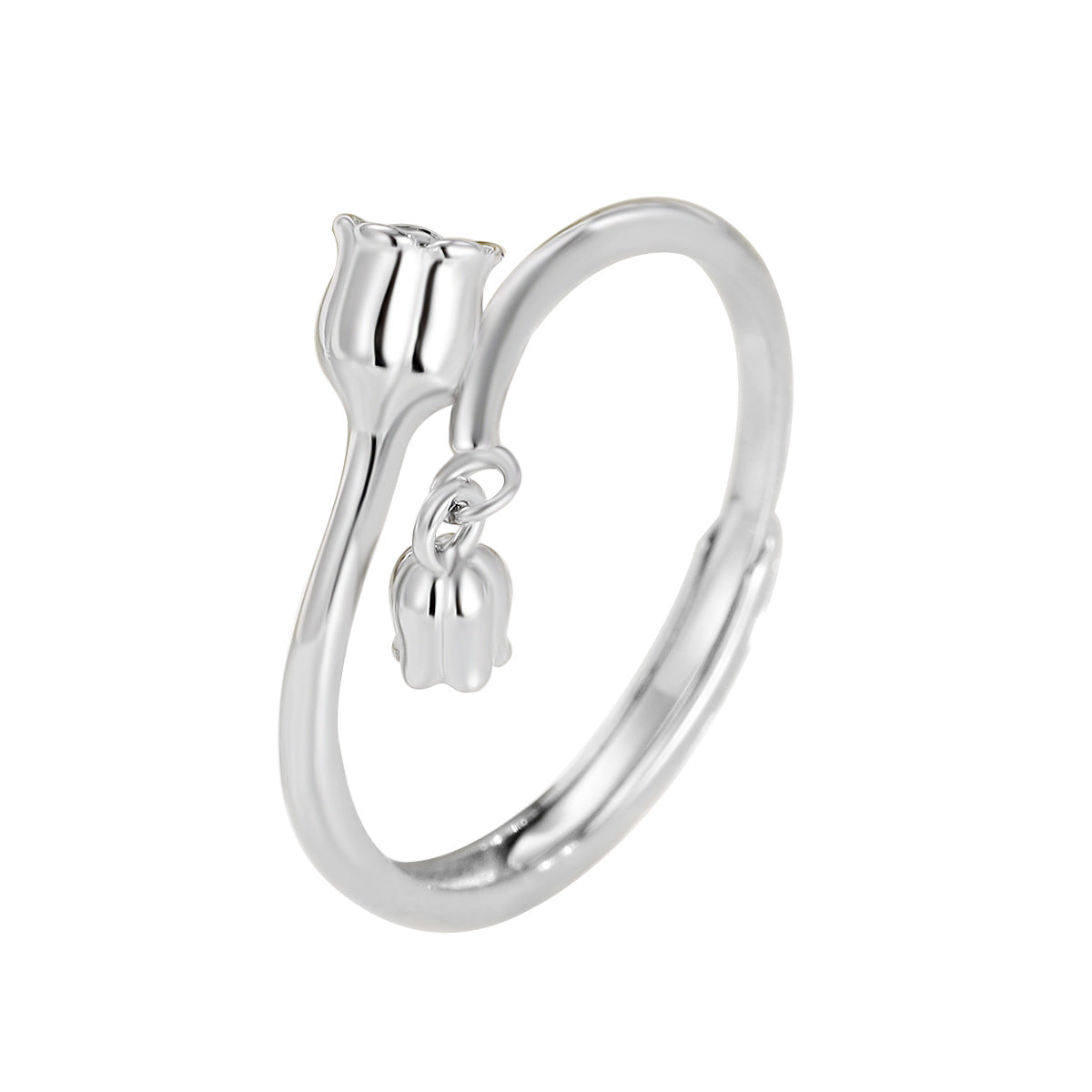 S925 Silver Elegant Flower Open Ring for Women