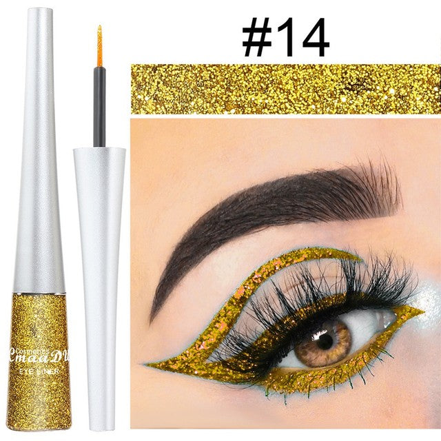 16 Colors Waterproof Glitter Eyeliner for Halloween Makeup