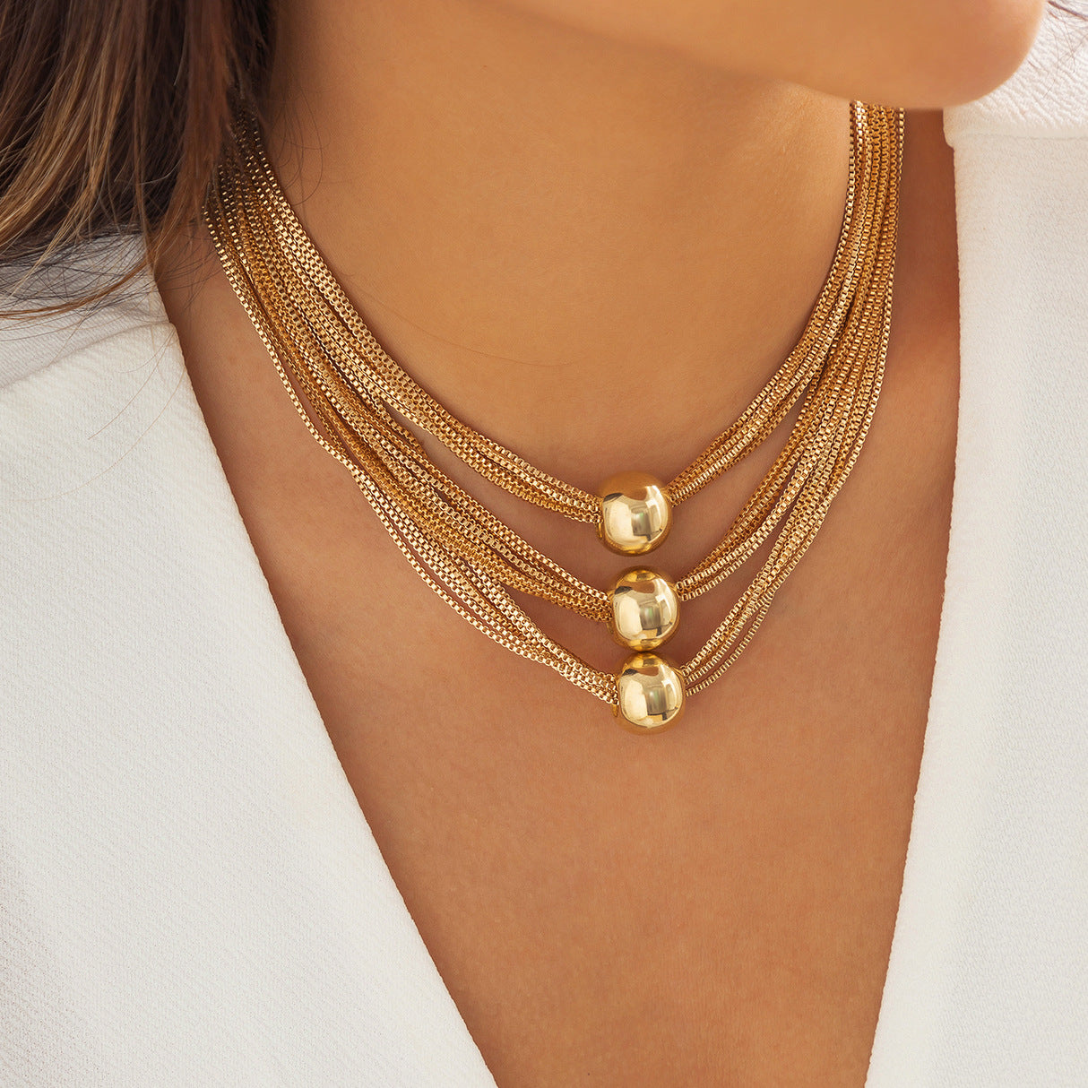 Exaggerated Punk Multi-Layer Chain Choker Necklace