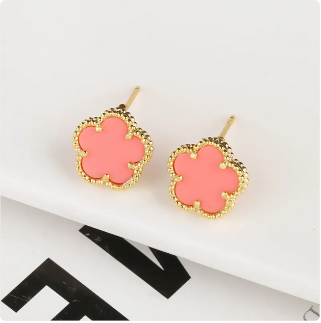 Five-Petal Stone Earrings