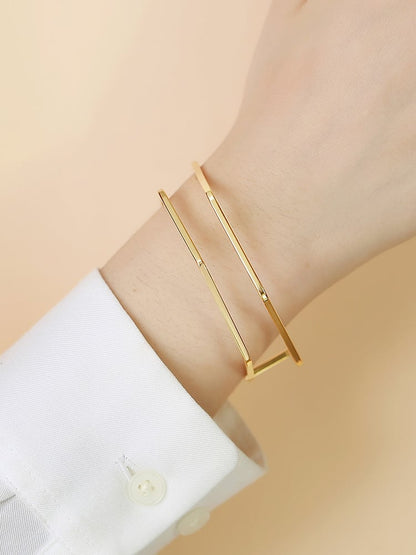 Gold Women's Stainless Steel C-shaped Opening Bracelet