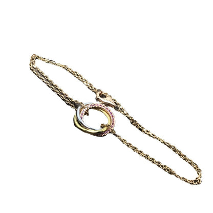 18K Rose Gold Three-Ring Diamond Bracelet for Women