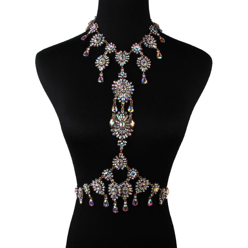 Exaggerated Multi-Layer Rhinestone Body Chain Necklace