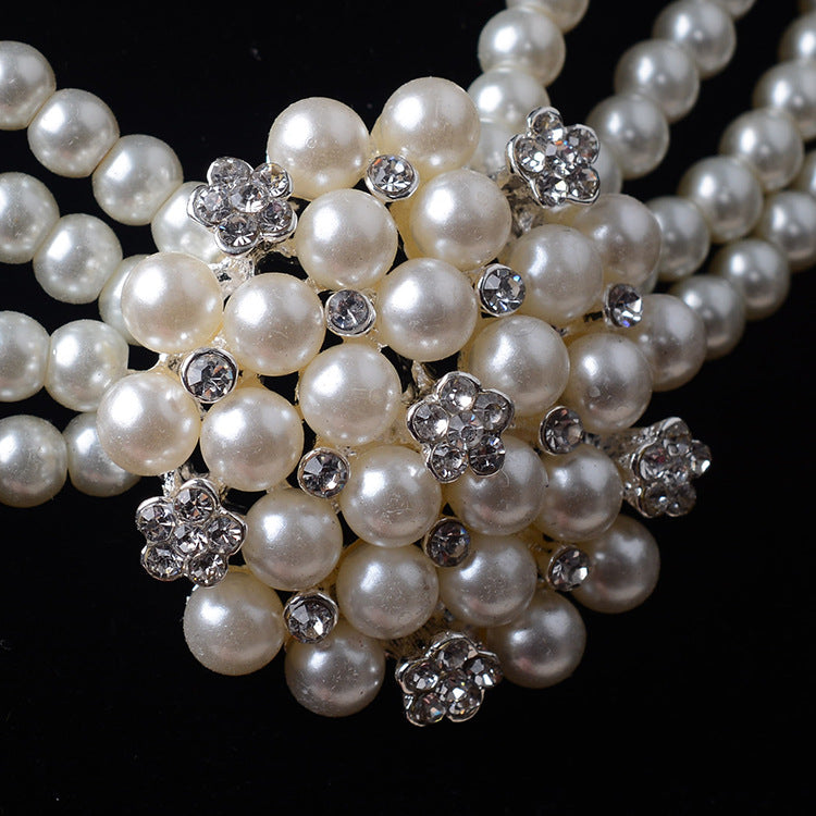 Bridal Pearl Flower Necklace and Earring Set
