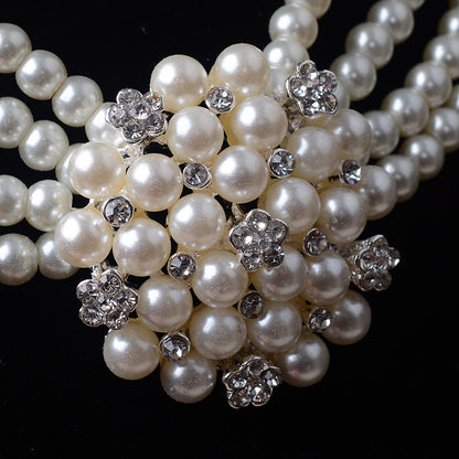 Bridal Pearl Flower Necklace and Earring Set