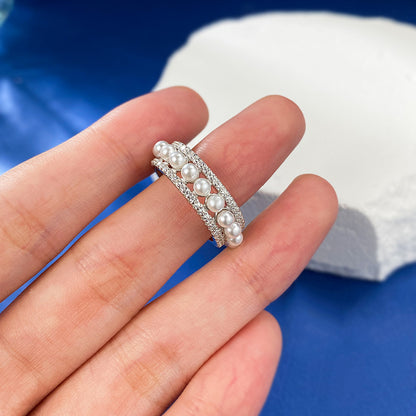 S925 Silver Elegant Chic Pearl Ring for Women