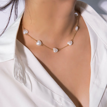 Pearl Heart Layered Necklace for Women – Chic Accessory