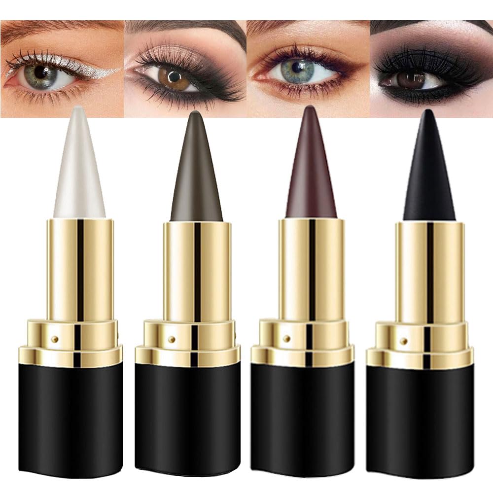 evpct 4Pcs Black Silver Grey Brown Gel Eyeliner Pencil Eye Black Face Paint Sticks Makeup Set Natural Black Eyeliner Cream Waterproof Crayon Eyeliner Pencil Tool delineador de ojos contra el agua