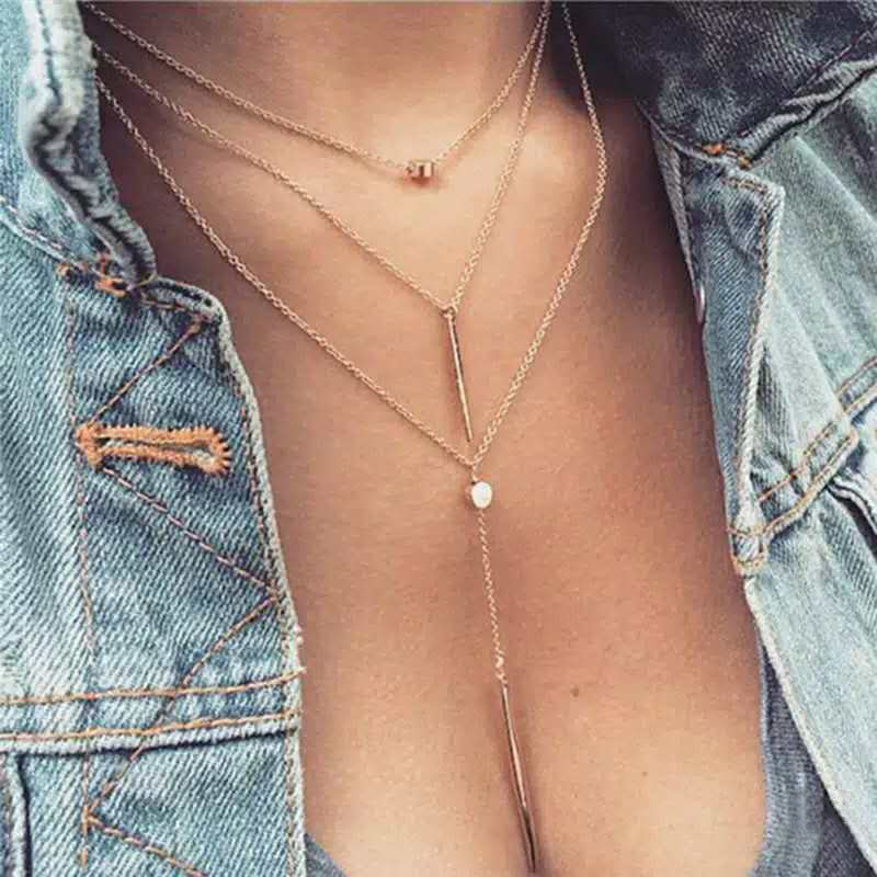 Alloy Multi-Layer Necklace with Star and Moon Pendant