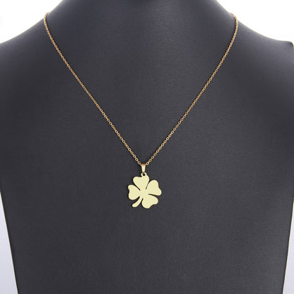 Minimalist Stainless Steel Four-Leaf Clover Necklace