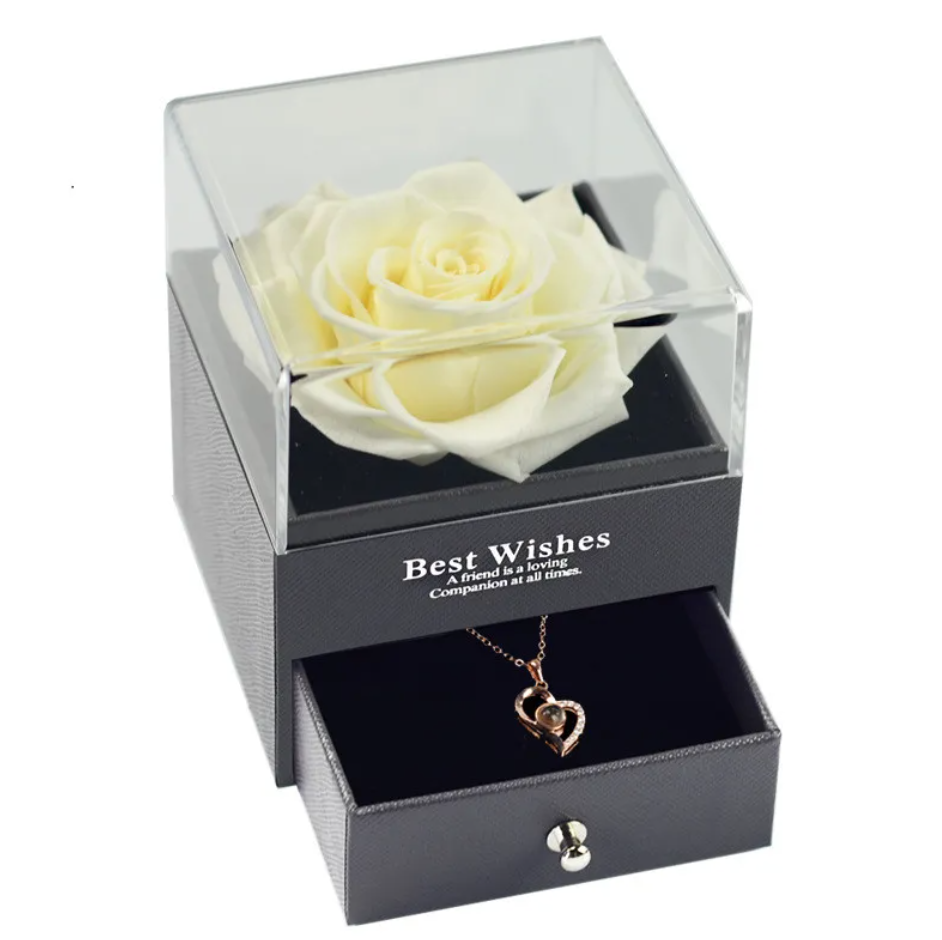 Preserved Rose Jewelry Box Necklace