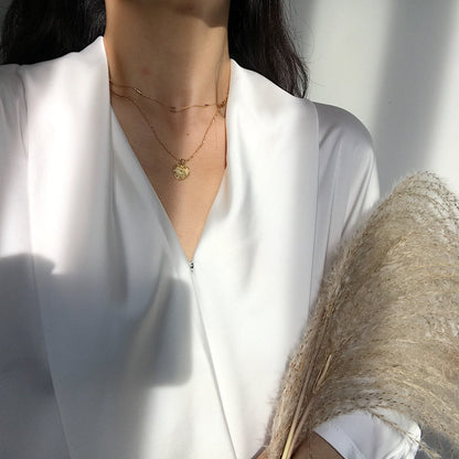 S925 Silver Korean Style Double Layer Heart Necklace