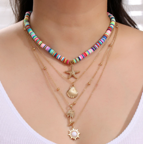 2021 Vintage Layered Necklace with Starfish Pendant