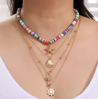 2021 Vintage Layered Necklace with Starfish Pendant