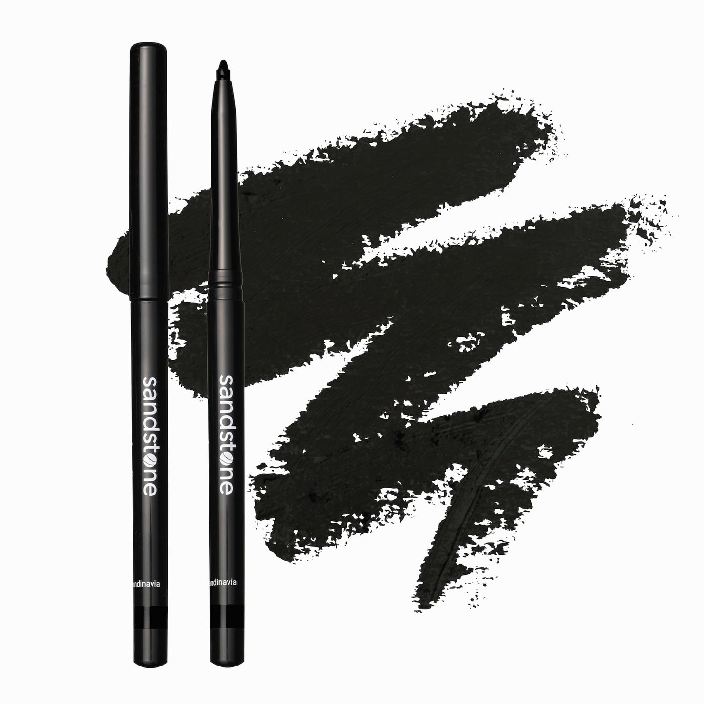 Sandstone Scandinavia Black Waterproof Eyeliner Pencil - Vegan Hypoallergenic Eyeliner for Sensitive Eyes - Smudge Proof Gel Eyeliner Black - Anti-Aging Properties Hypoallergenic Makeup