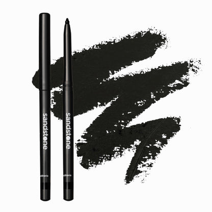 Sandstone Scandinavia Black Waterproof Eyeliner Pencil - Vegan Hypoallergenic Eyeliner for Sensitive Eyes - Smudge Proof Gel Eyeliner Black - Anti-Aging Properties Hypoallergenic Makeup