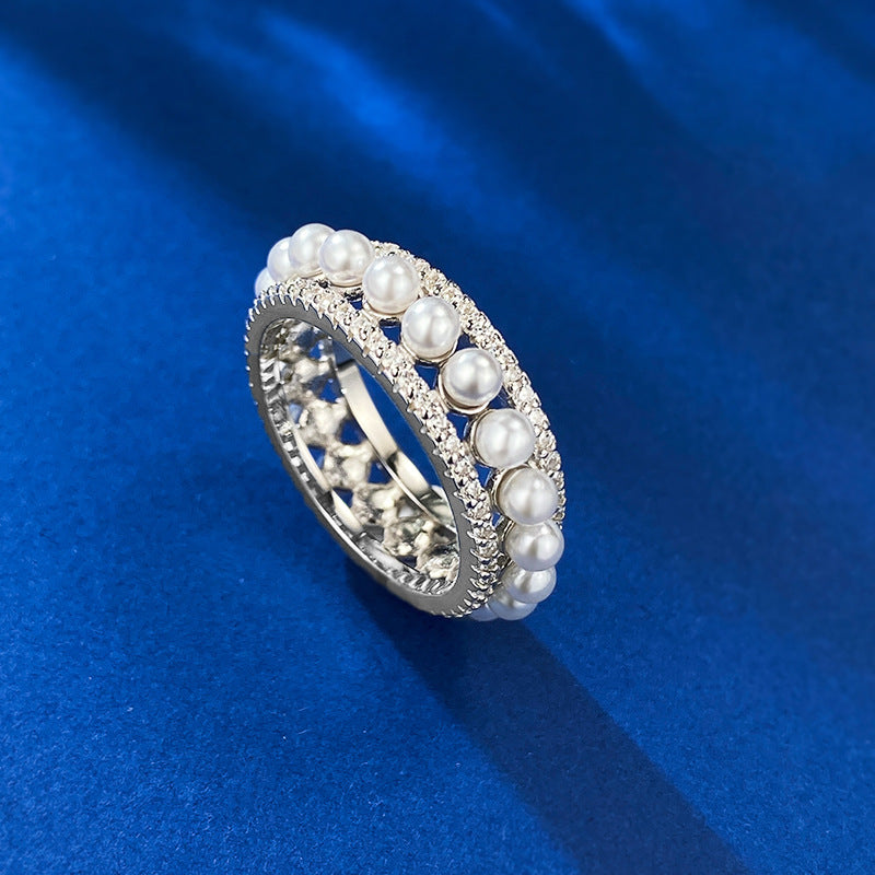 S925 Silver Elegant Chic Pearl Ring for Women