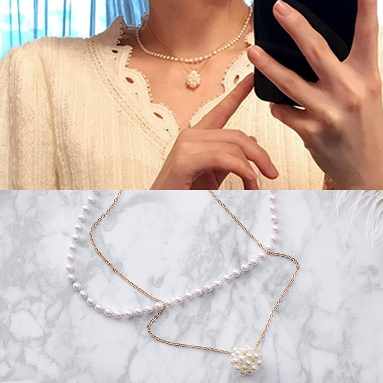 Pearl Chain, Double Layer Choker Necklace