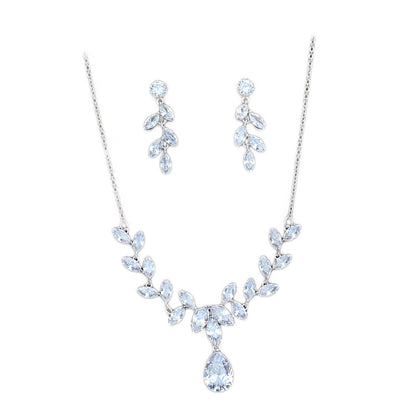 Korean Style Zircon Bride Necklace and Earring Set