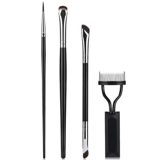 4 Pieces Eyelash Comb Separator Crescent Eyeliner Brush Fine Angled Eyeliner Brush Eyebrow Brush Ultra Thin Liner Brush Eye Makeup Tool