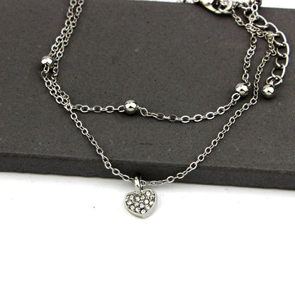 Cute Heart Double Layer Anklet with Star Charm