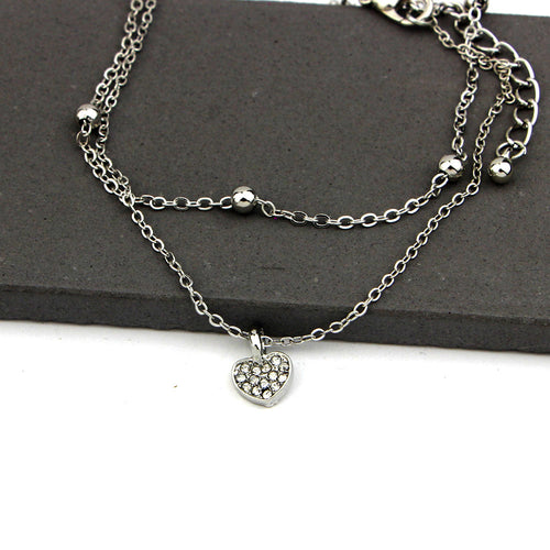 Cute Heart Double Layer Anklet with Star Charm