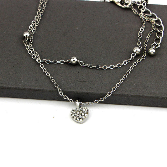 Cute Heart Double Layer Anklet with Star Charm