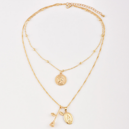 Mary Rose Alloy Pendant Necklace - Bohemian Layered Design