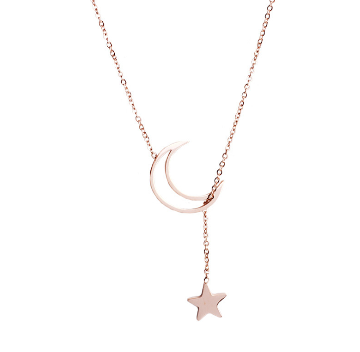 Star and Moon Necklace, Choker Chain