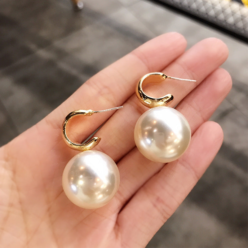 Korean Style Large Pearl Earrings with S925 Silver Pins