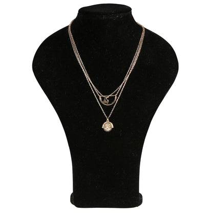 Fashionable Elephant Crescent Moon Multi-Layer Necklace