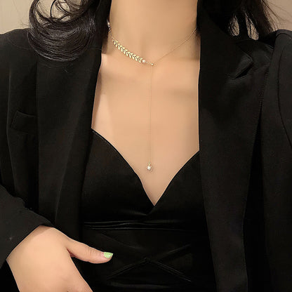 Double Layer Pearl Choker Necklace for Women