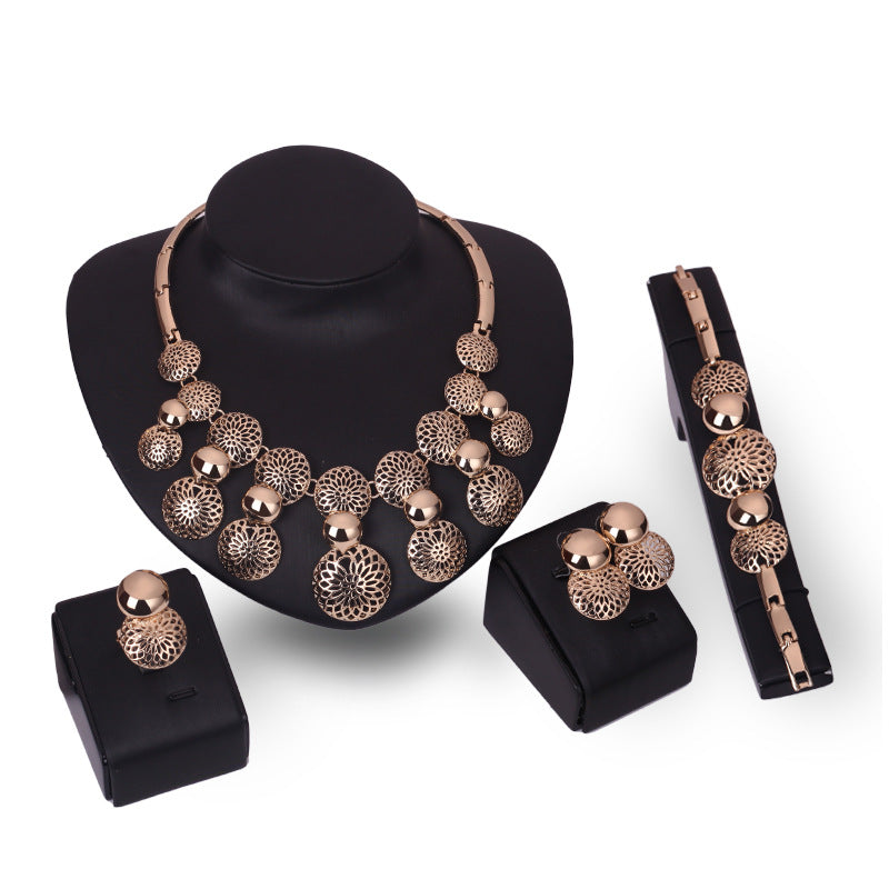 Korean Style Bride Jewelry Set - Alloy 4-Piece Collection