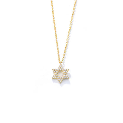 S925 Silver Star Pendant Necklace with Zirconium Stones
