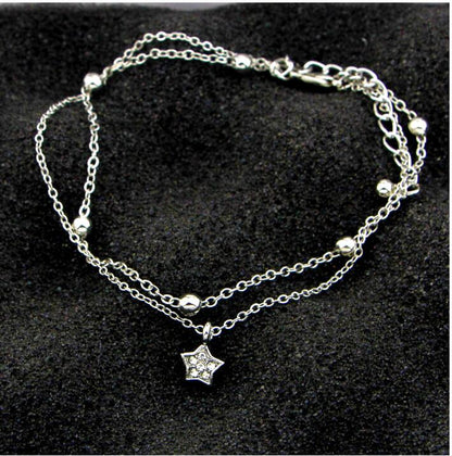 Cute Heart Double Layer Anklet with Star Charm