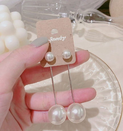 Elegant Long S925 Silver Pearl Earrings for Women
