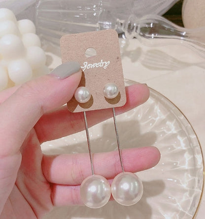 Elegant Long S925 Silver Pearl Earrings for Women