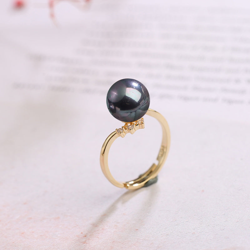 S925 Silver Adjustable Pearl Ring for Women