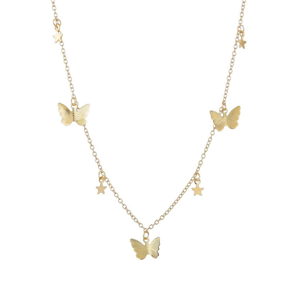 C207 Star Sequin Butterfly Necklace - Romantic Style