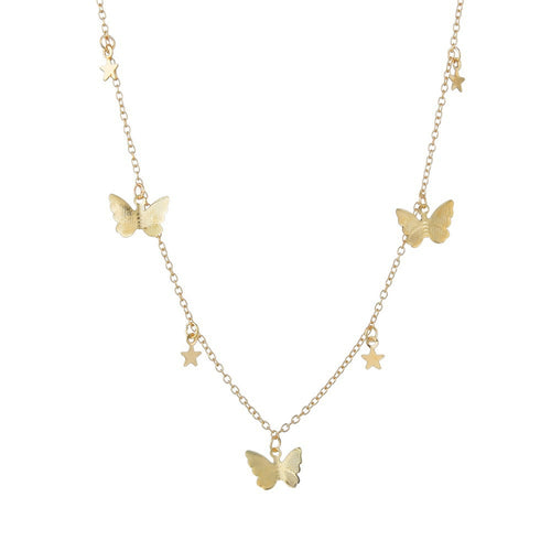 C207 Star Sequin Butterfly Necklace - Romantic Style