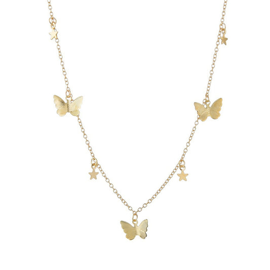C207 Star Sequin Butterfly Necklace - Romantic Style