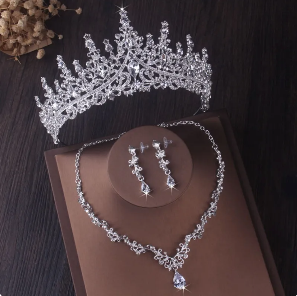 Silver Crystal Bridal Jewelry Set