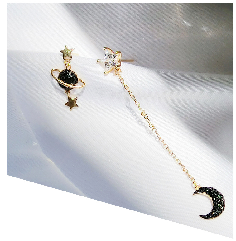 S925 Silver Moon and Star Stud Earrings
