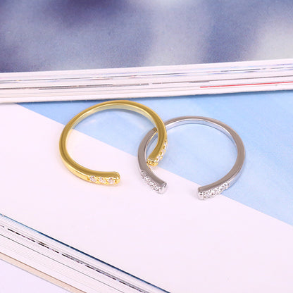 S925 Silver Adjustable Ring with Zirconia for Women