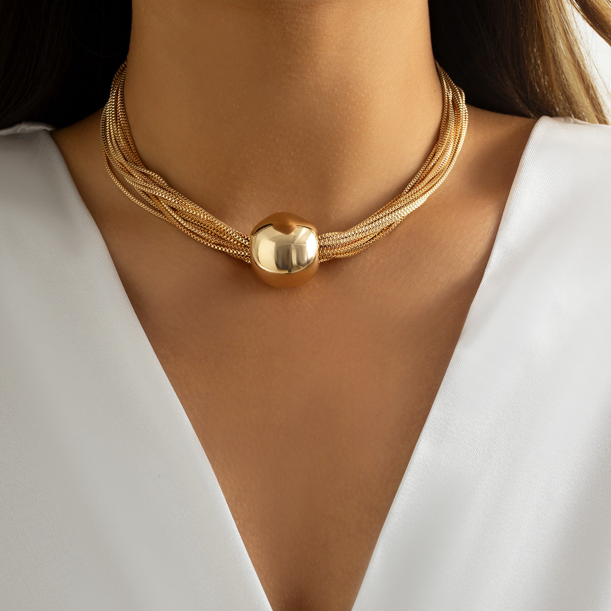 Exaggerated Punk Multi-Layer Chain Choker Necklace