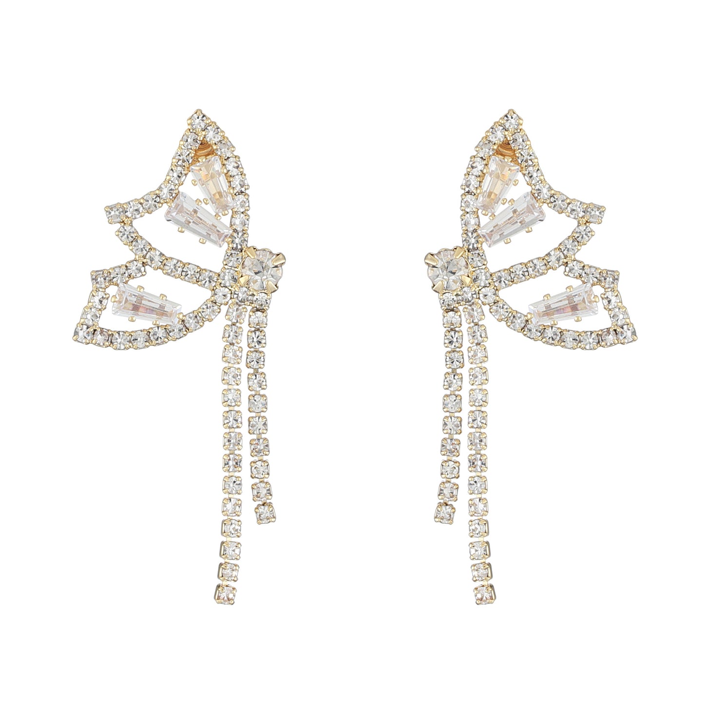 Korean S925 Silver Butterfly Tassel Zircon Earrings