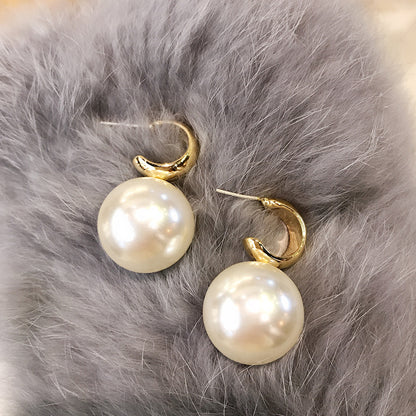 Korean Style Large Pearl Earrings with S925 Silver Pins