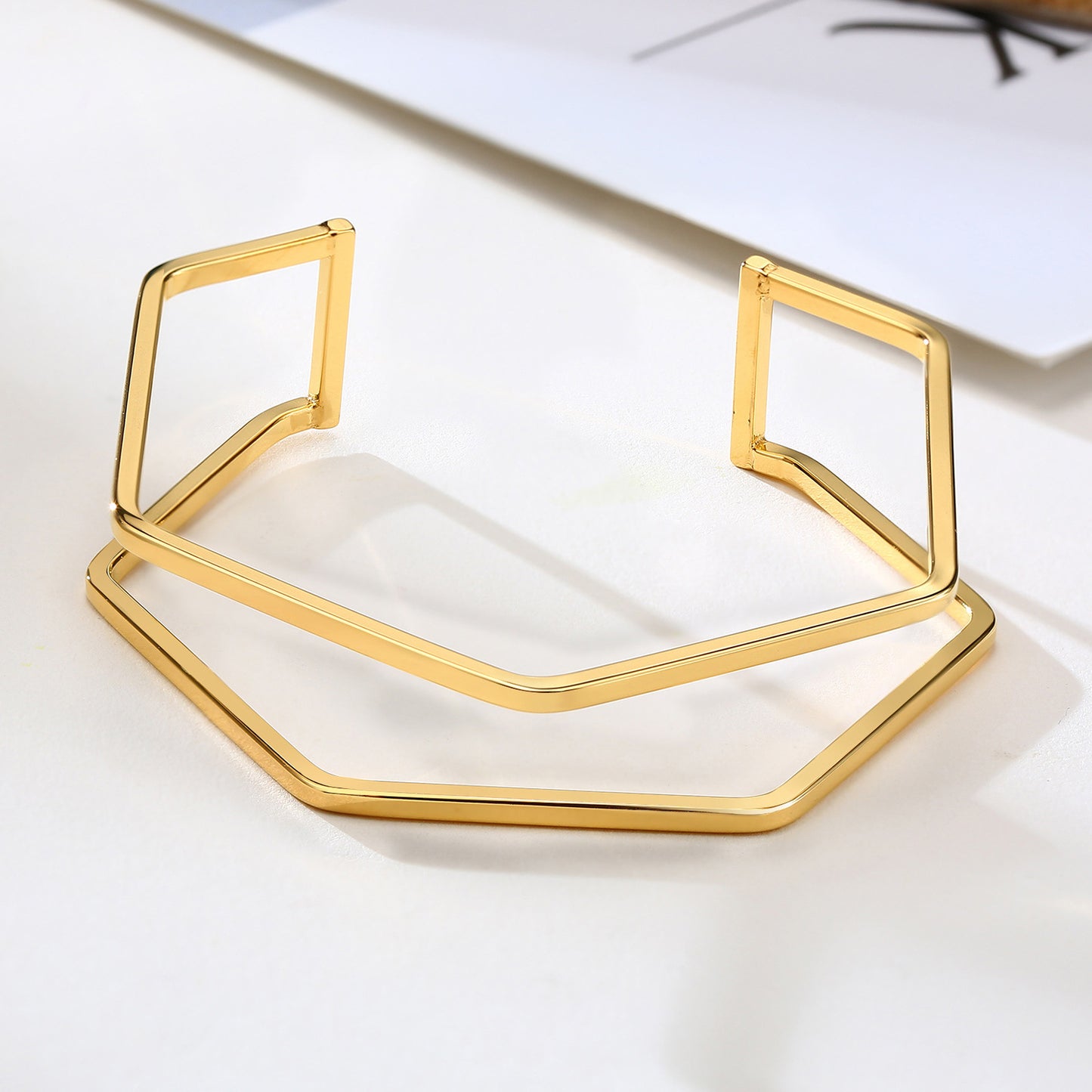 Gold Women's Stainless Steel C-shaped Opening Bracelet