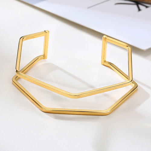 Gold Women's Stainless Steel C-shaped Opening Bracelet