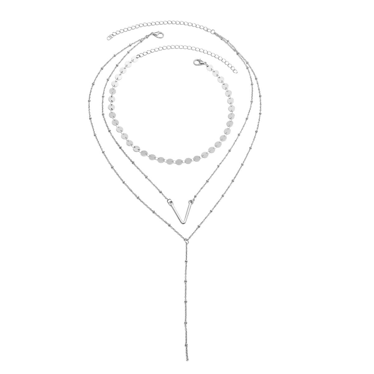 Alloy V Pendant Sweater Chain, Simple Layered Necklace